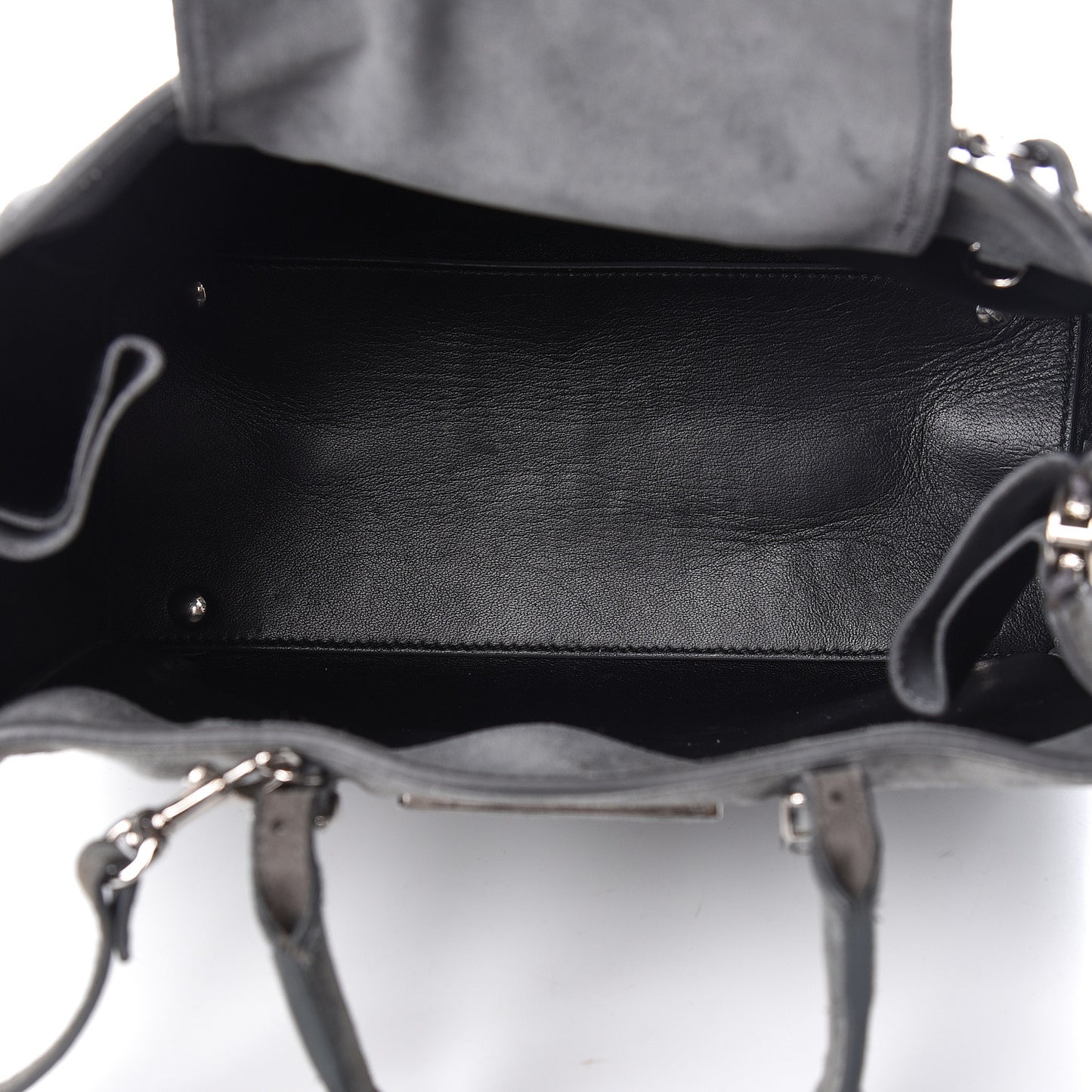 Baby Daim Suede Plate Hardware Papier A6 Zip Around Tote Grey