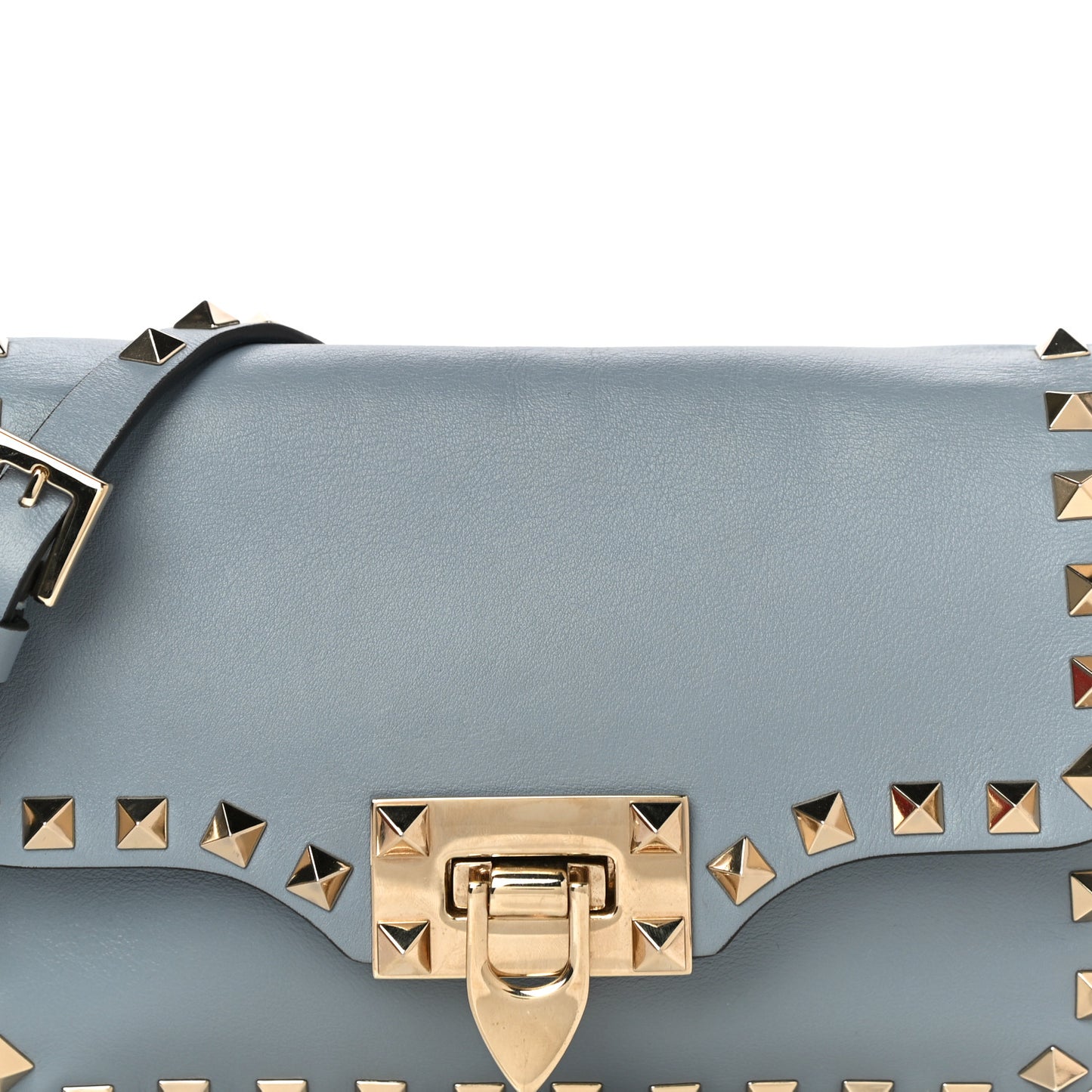 Vitello Mini Rockstud Flap Saddle Crossbody Bag London Stone