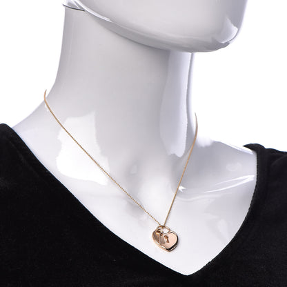 Tiffany 18K Rose Gold Heart Lock Key Pendant Necklace 2 of 7
