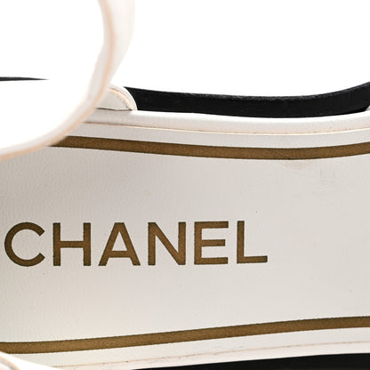 Chanel Shiny Goatskin Mary Jane Flats 41 White Black 6 of 10
