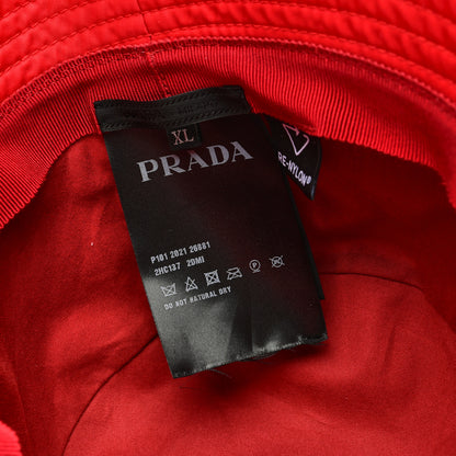 Prada Re-Nylon Metal Triangle Logo Mens Bucket Hat XL Rosso 7 of 7