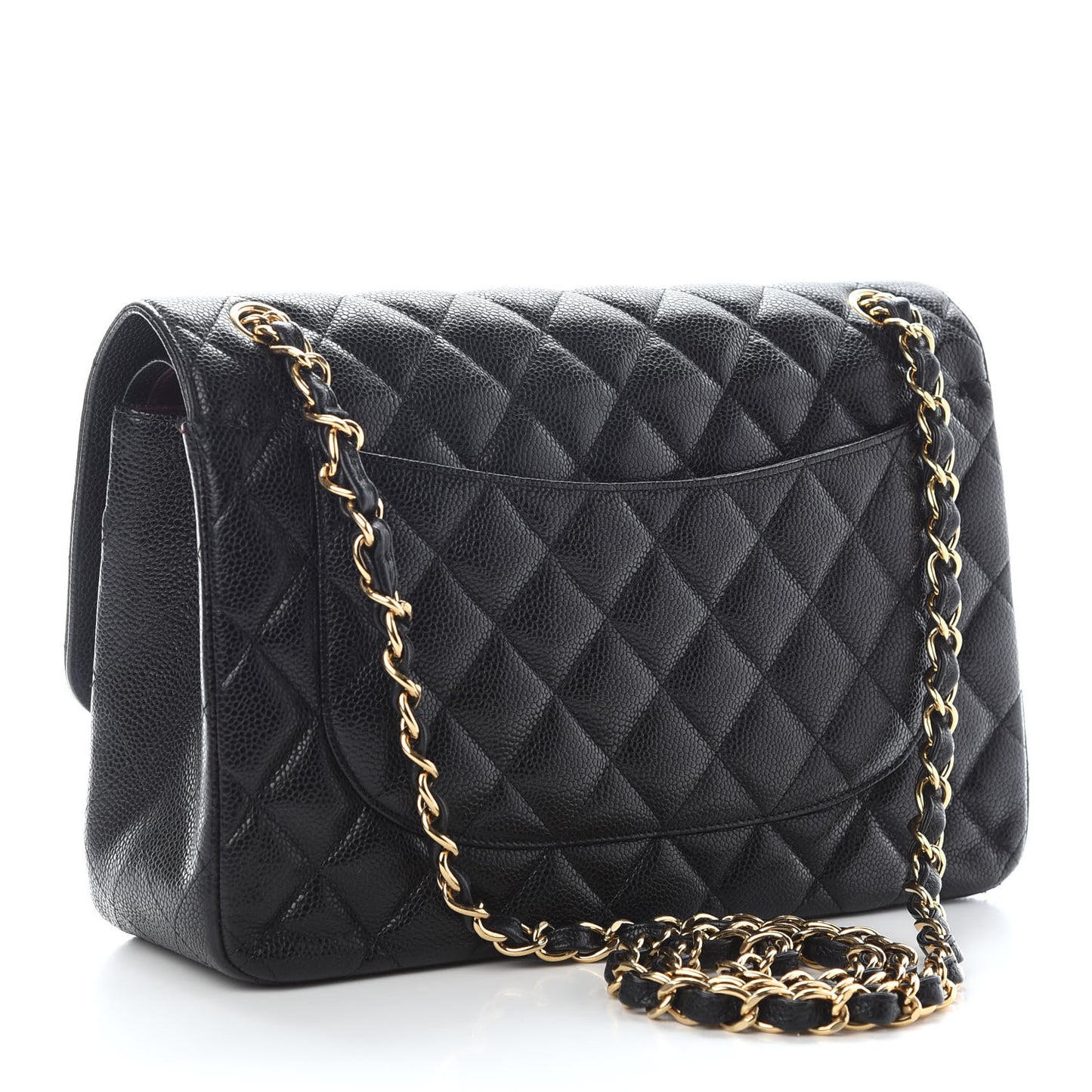 Caviar Quilted Jumbo Double Flap Black