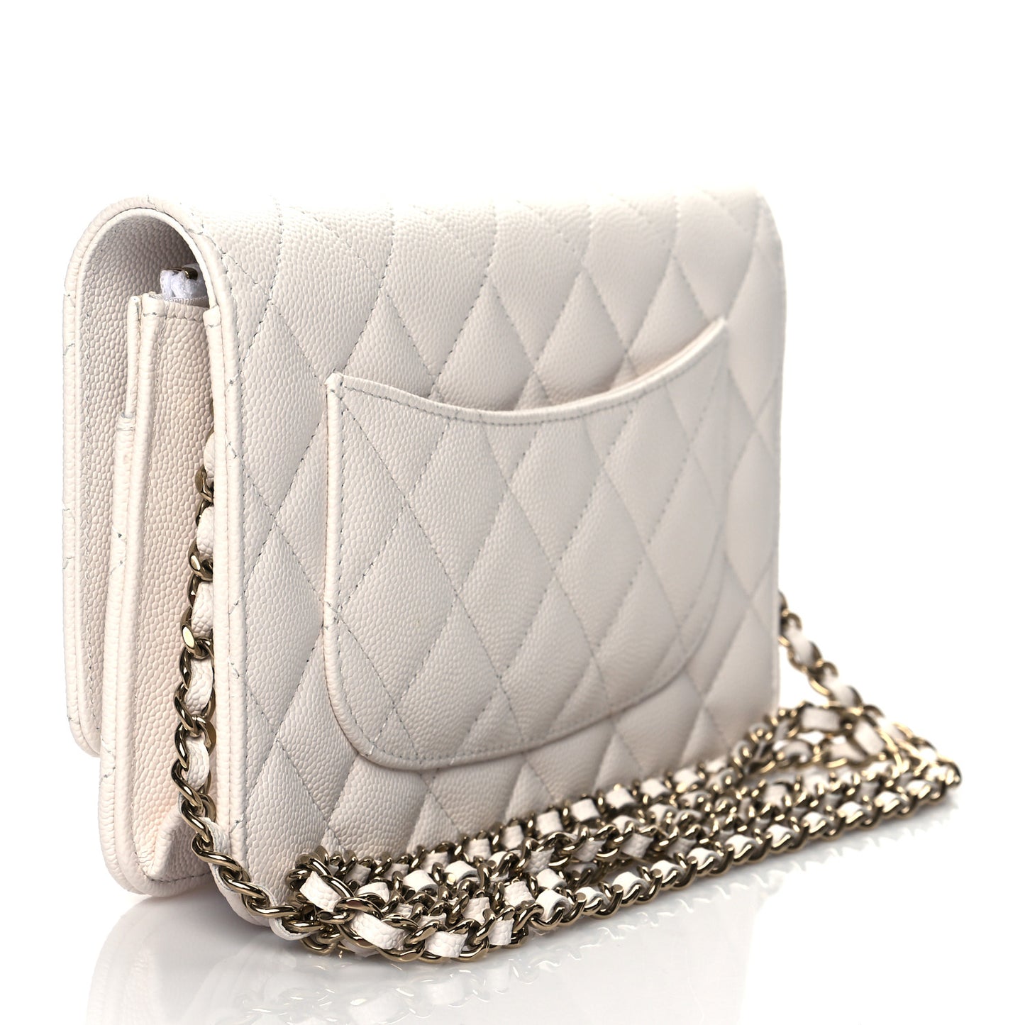 Caviar Quilted Wallet On Chain WOC White