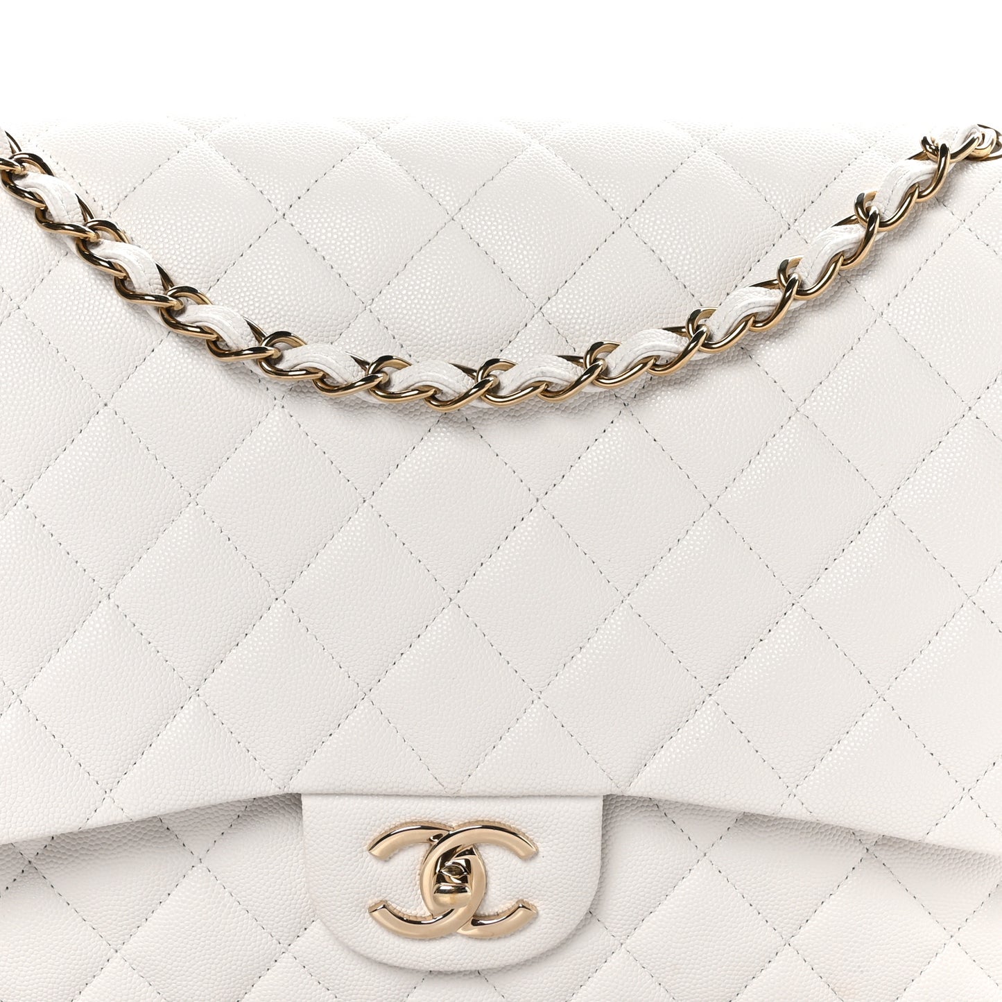 Caviar Quilted Maxi Double Flap White