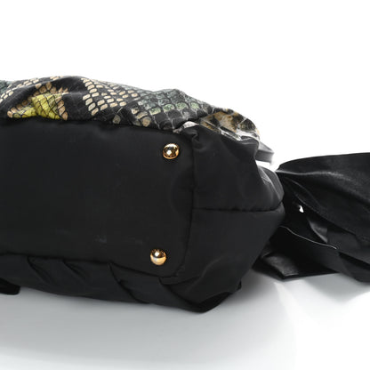 Prada Nylon Python Print Large Bow Bag Verde 9 of 12