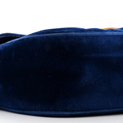Gucci Velvet Matelasse Mini GG Marmont Shoulder Bag Cobalt Blue 9 of 11