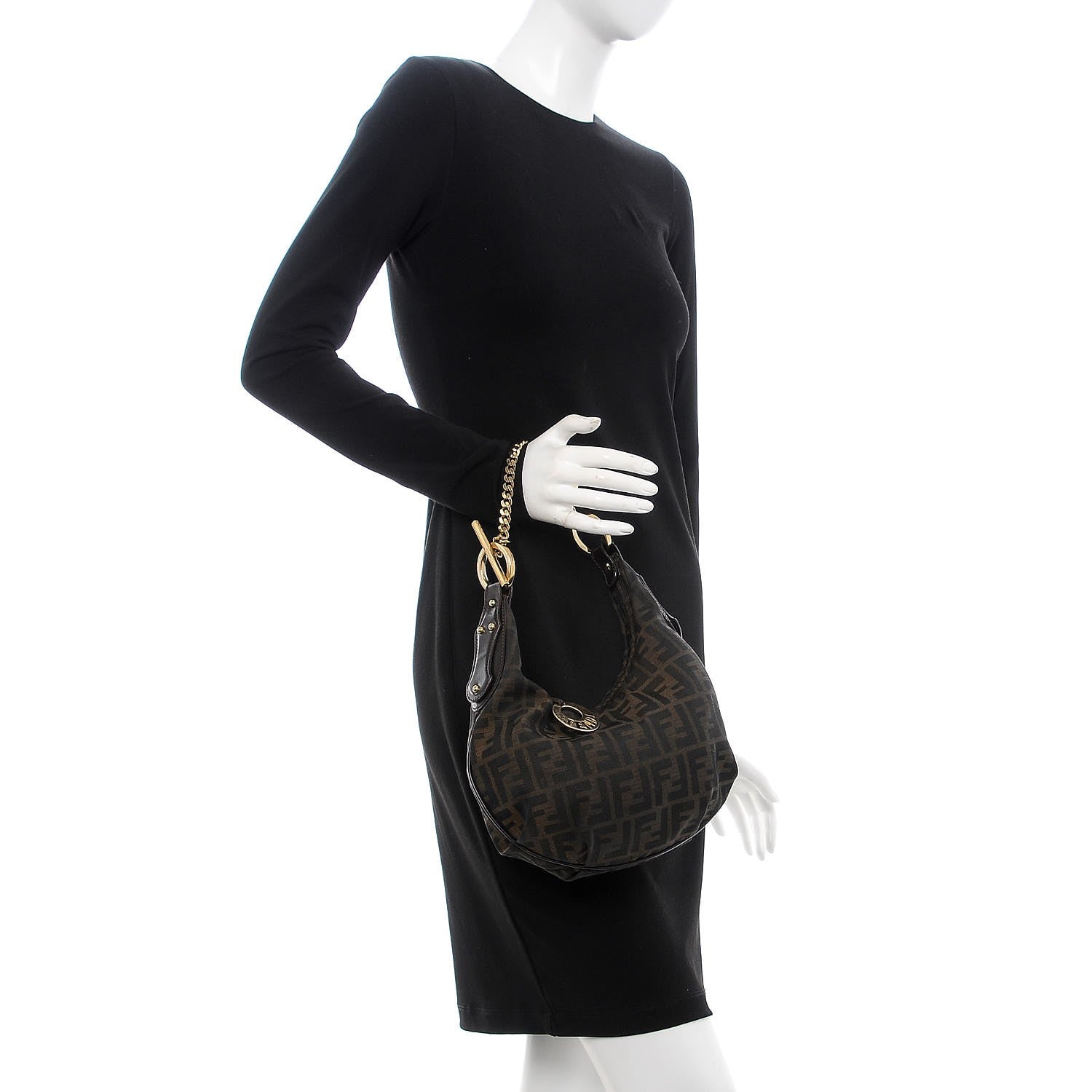 Fendi Zucca Small Chef Chain Hobo Tobacco 2 of 9