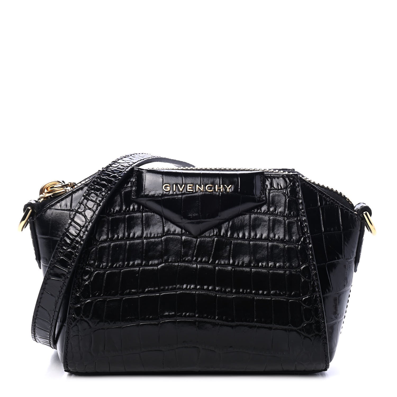Givenchy Calfskin Crocodile Embossed Nano Antigona Black 1 of 4