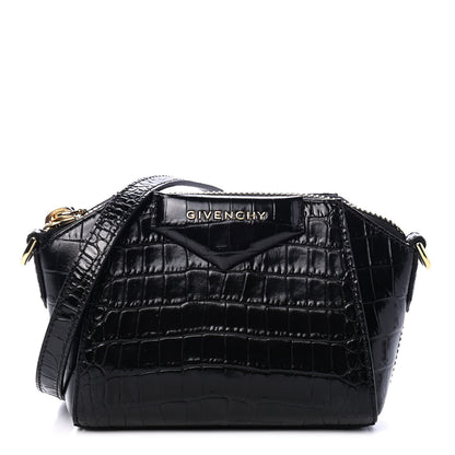 Givenchy Calfskin Crocodile Embossed Nano Antigona Black 1 of 4