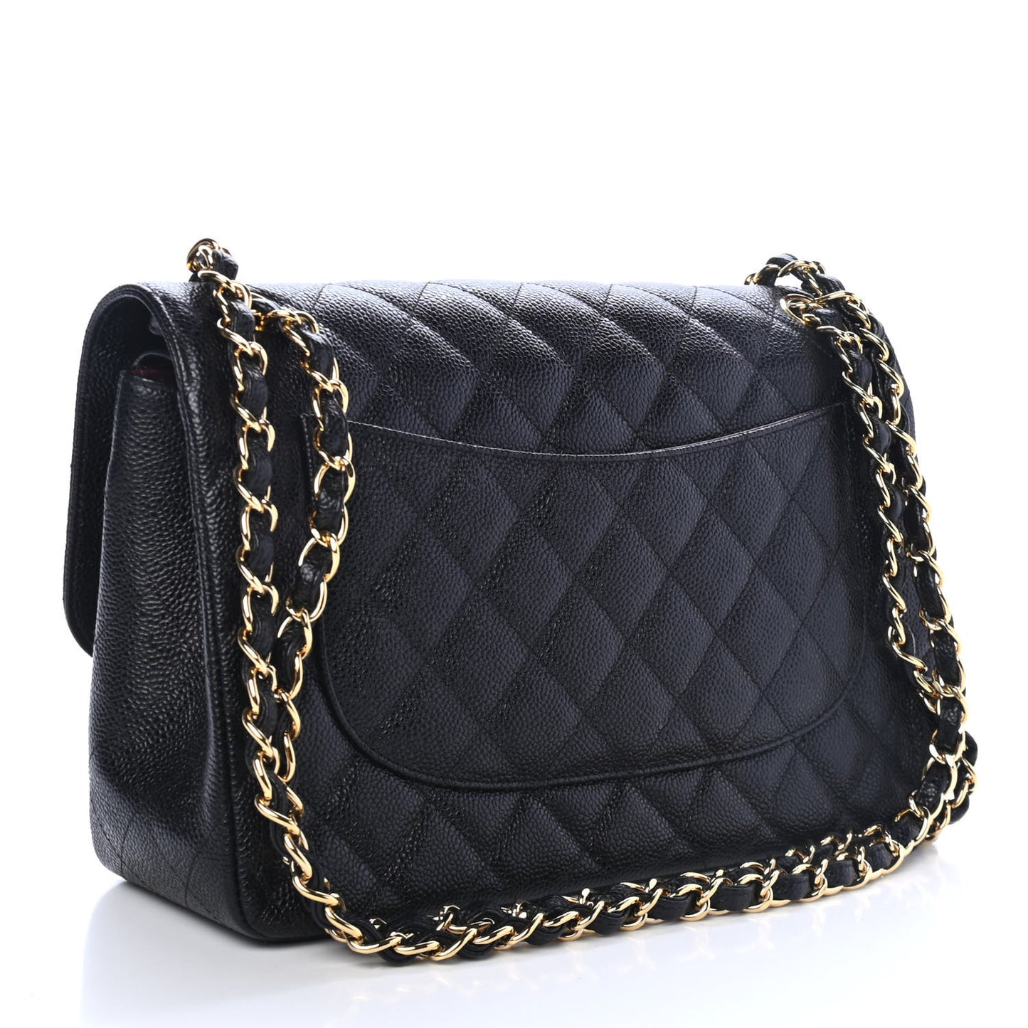 Caviar Quilted Jumbo Double Flap Black