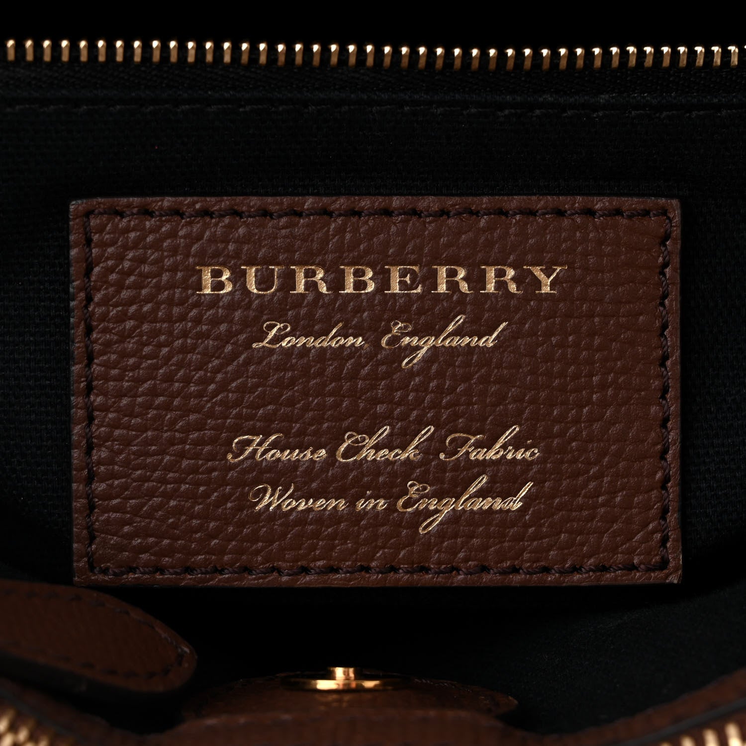 Burberry Grainy Calfskin House Check Medium Banner Tote Tan 7 of 14