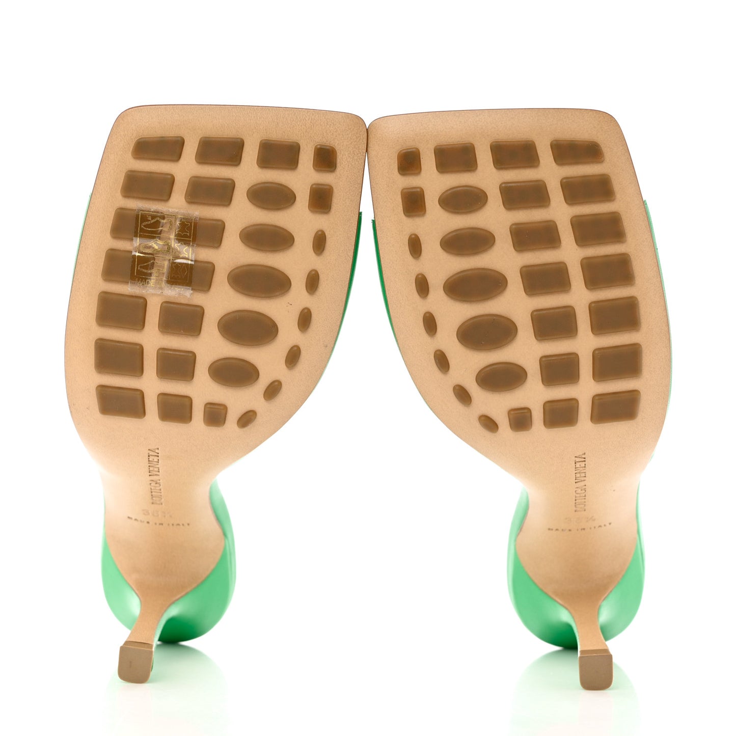Lambskin Stretch Mule Sandals 38.5 Acid Turquoise