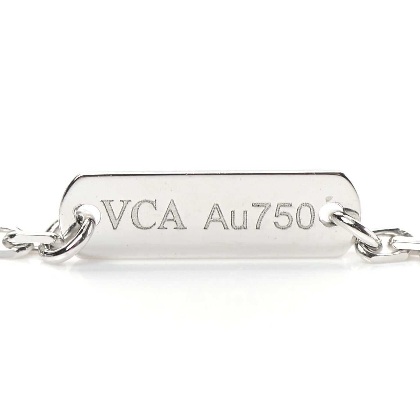 18K White Gold Diamond Guilloche Vintage Alhambra Pendant Necklace