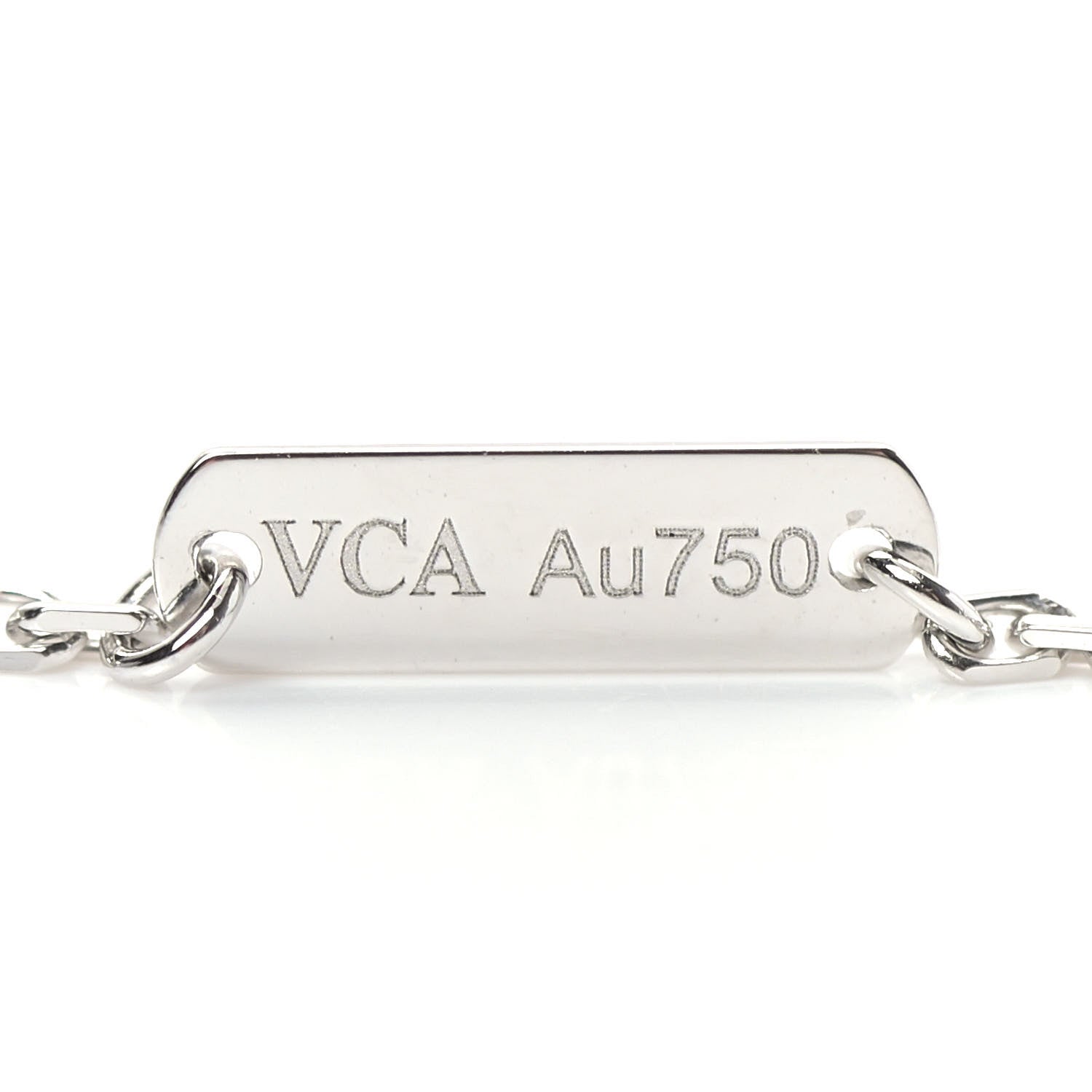 Van Cleef & Arpels 18K White Gold Diamond Guilloche Vintage Alhambra Pendant Necklace 4 of 6