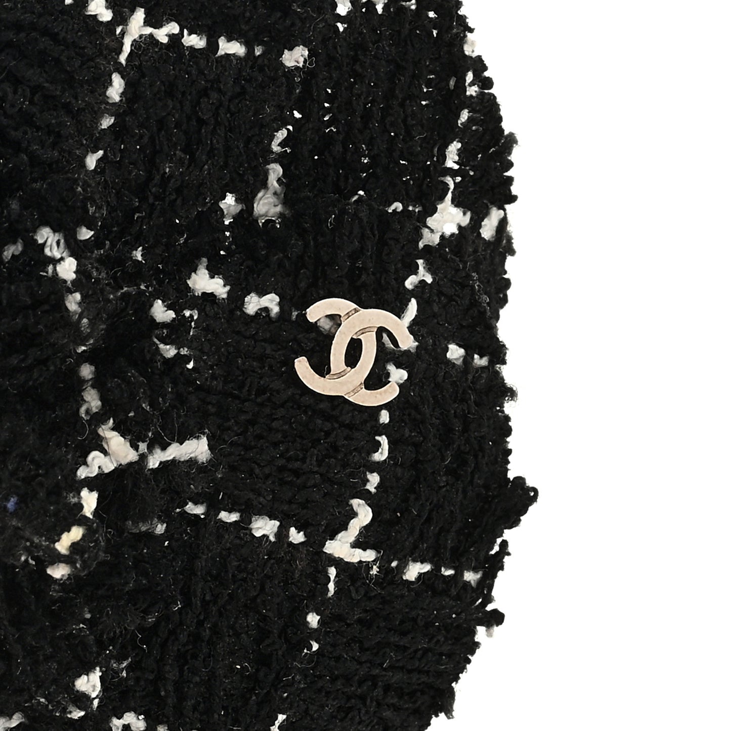 Tweed Camellia Pin Brooch Black White