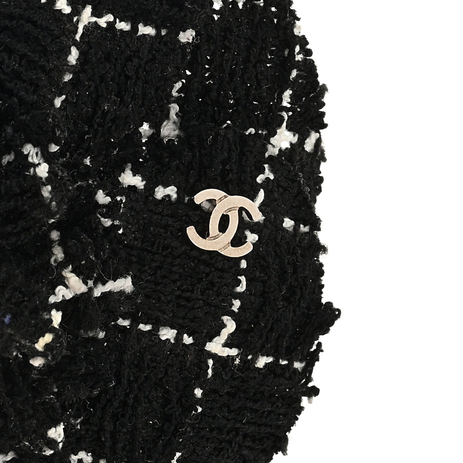 Chanel Tweed Camellia Pin Brooch Black White 3 of 3