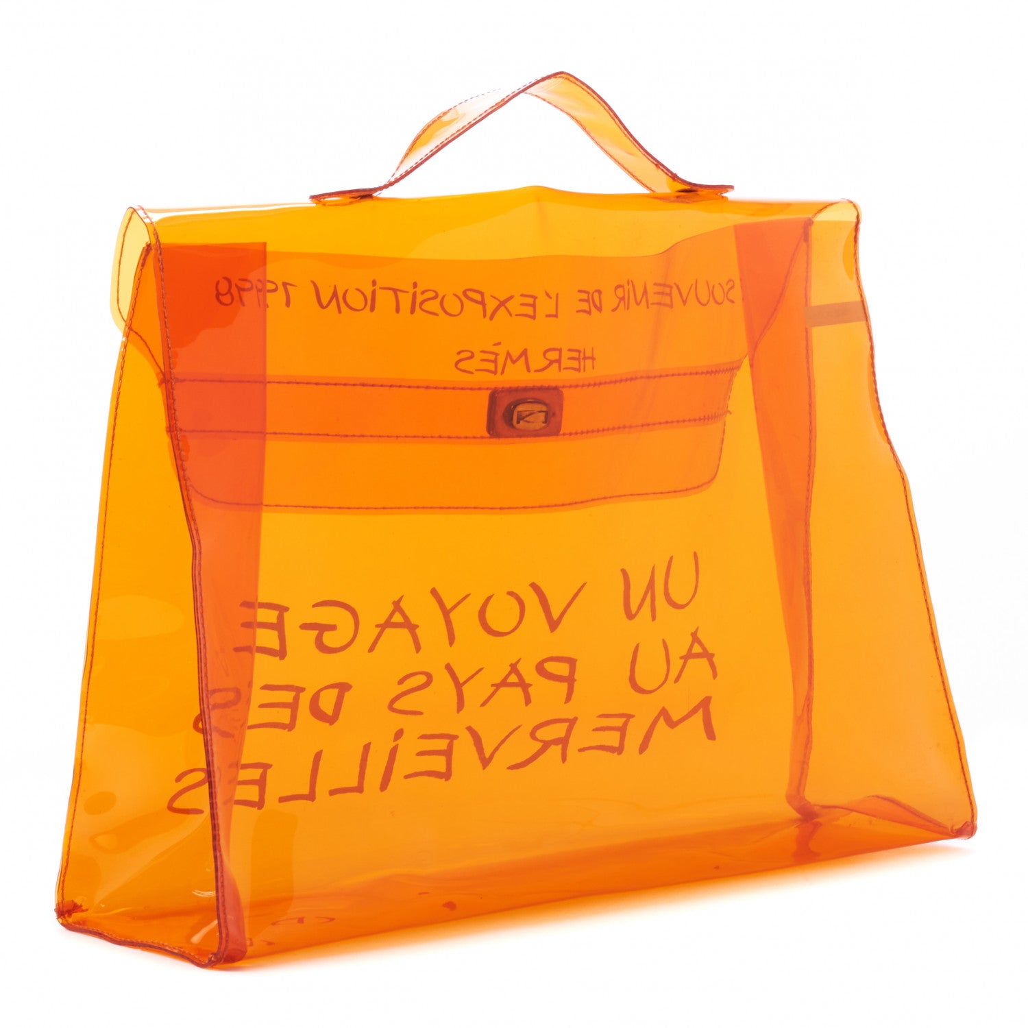 Hermes Vinyl Souvenir De L'Exposition Kelly Orange 3 of 8