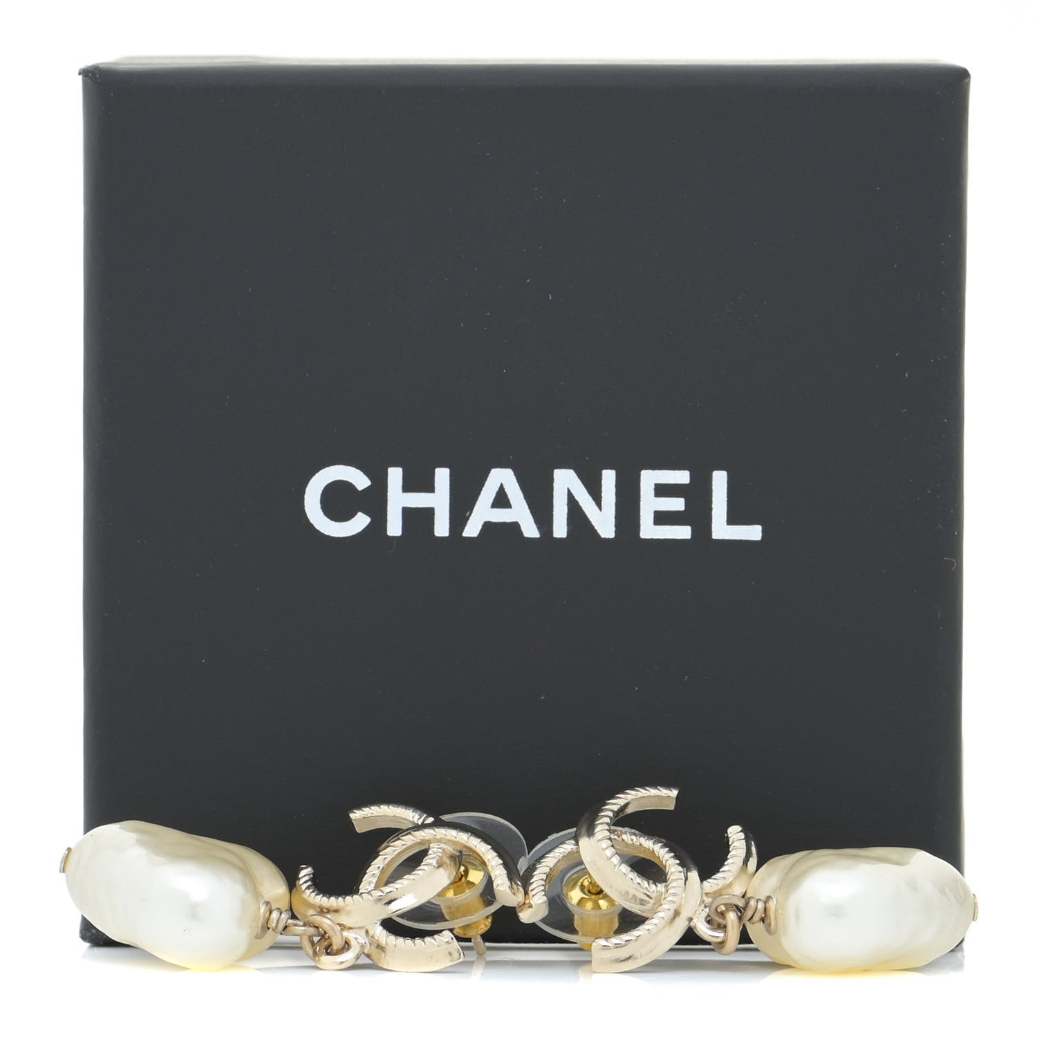 Chanel Pearl CC Heart Drop Earrings Gold 5 of 6