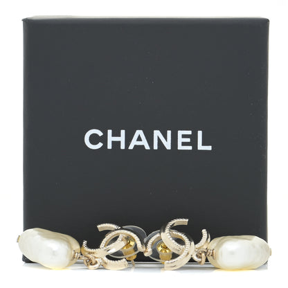 Chanel Pearl CC Heart Drop Earrings Gold 5 of 6