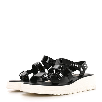 Chanel Patent CC Platform Sandals 36.5 Black 3 of 8