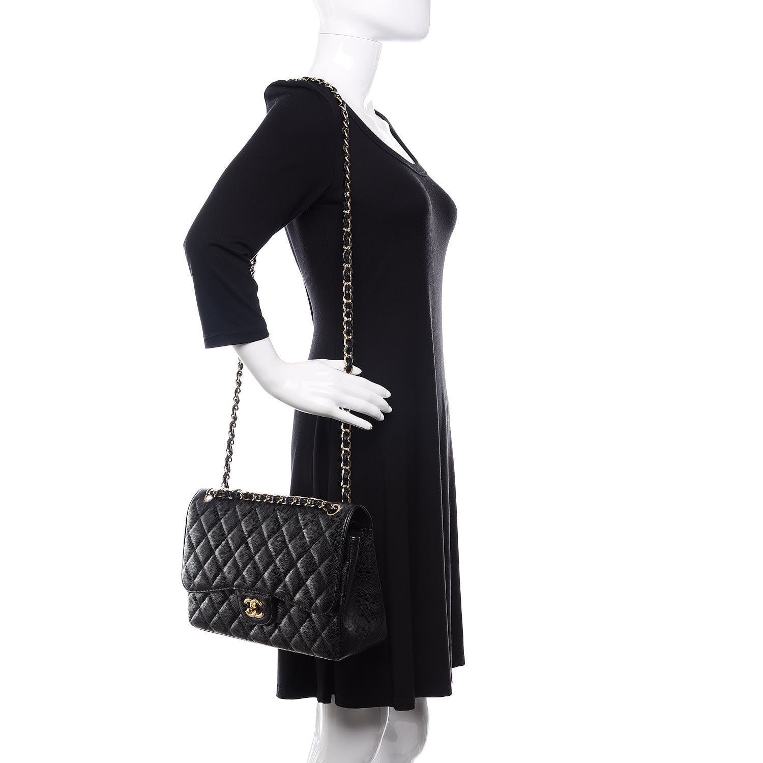 Chanel Caviar Quilted Jumbo Double Flap Black 2 of 10