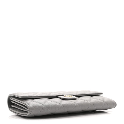 Chanel Caviar Quilted Large Gusset Flap Wallet Grey 4 of 11