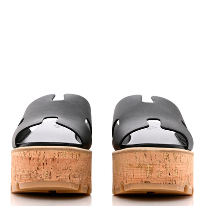 Hermes Calfskin Cork Eze 30 Sandals 35 Black 2 of 9
