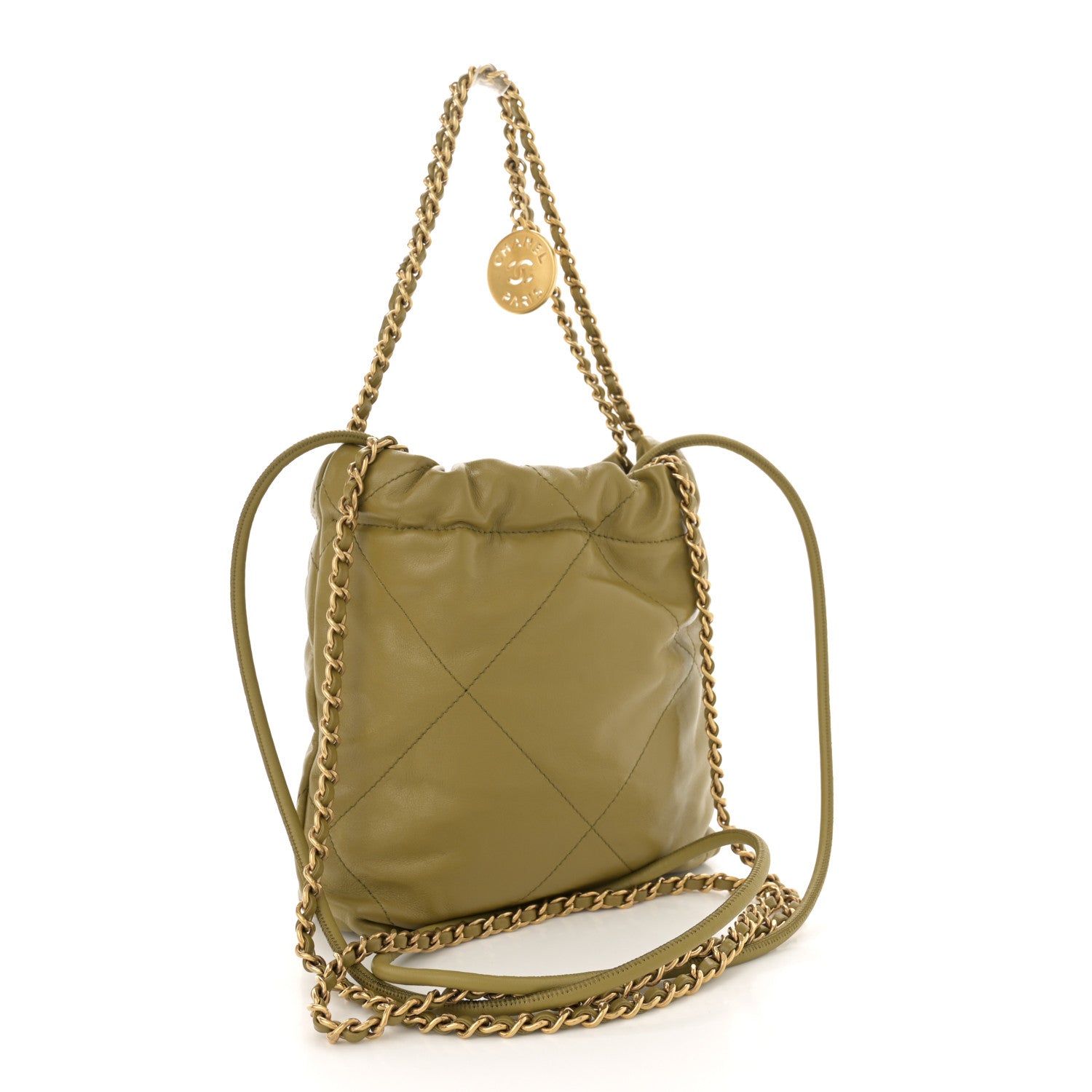 Chanel Shiny Calfskin Quilted Mini Chanel 22 Green 3 of 10