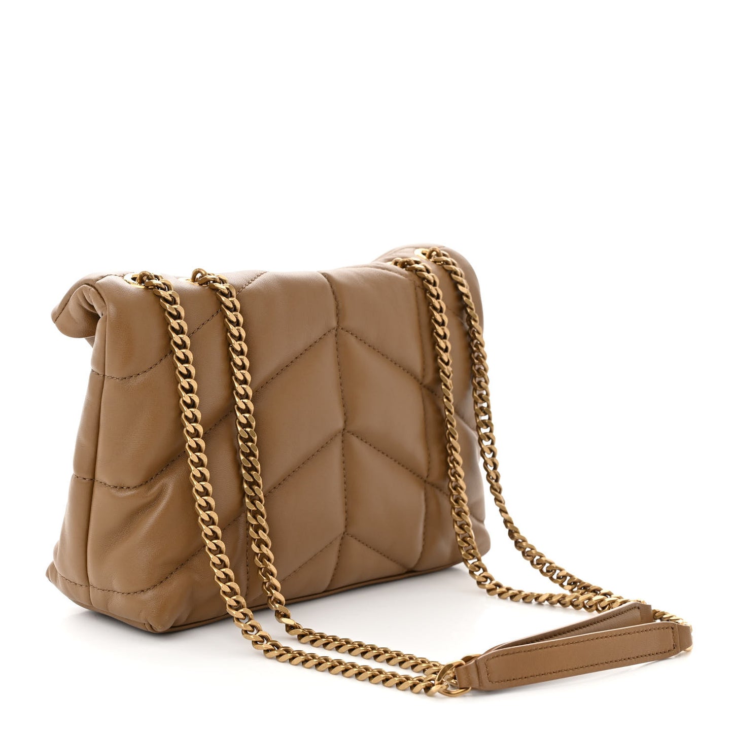 Lambskin Quilted Toy Loulou Puffer Monogram Chain Satchel Dark Cork