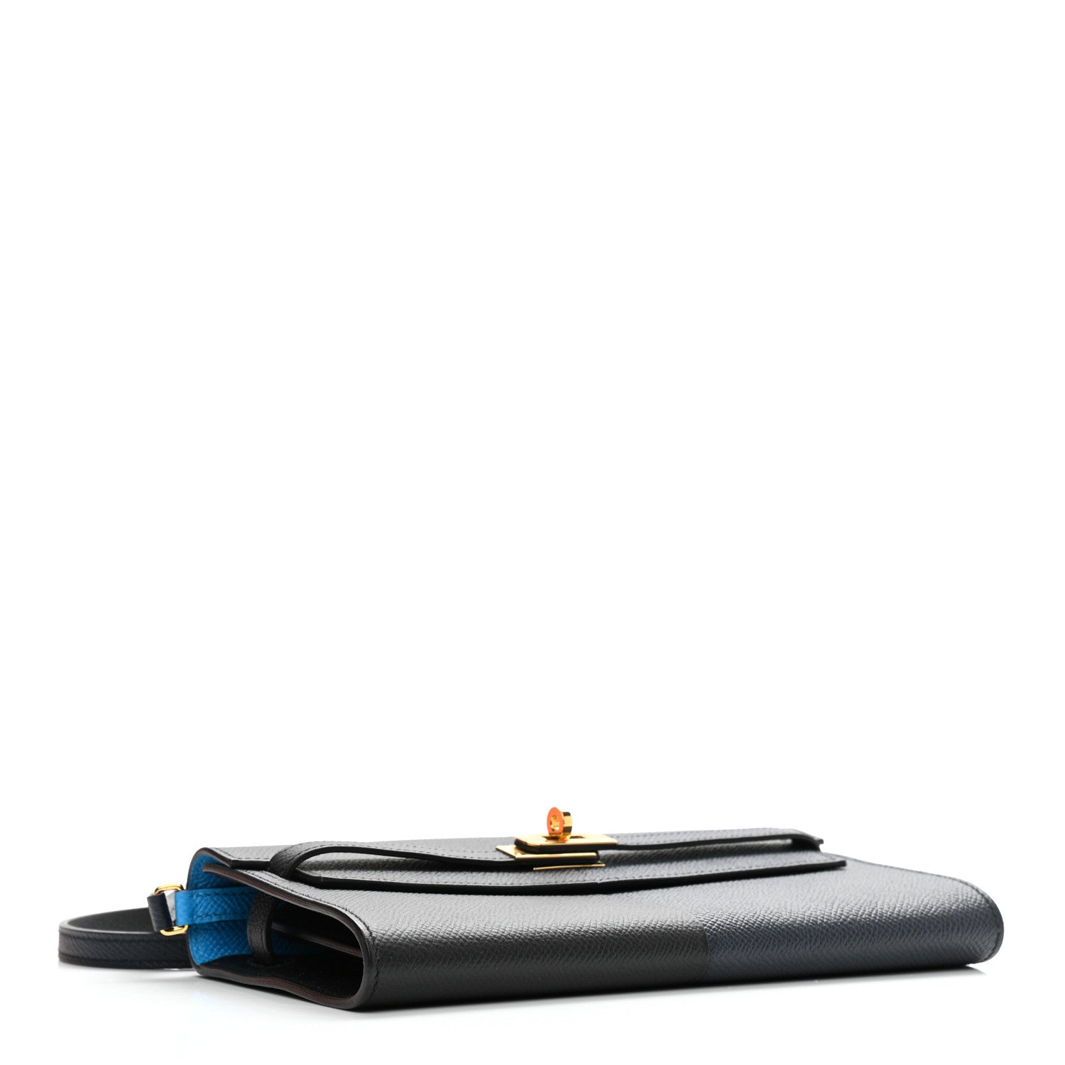 Hermes Epsom Casaque Kelly Wallet To Go Black Bleu Indigo Bleu Frida 4 of 11