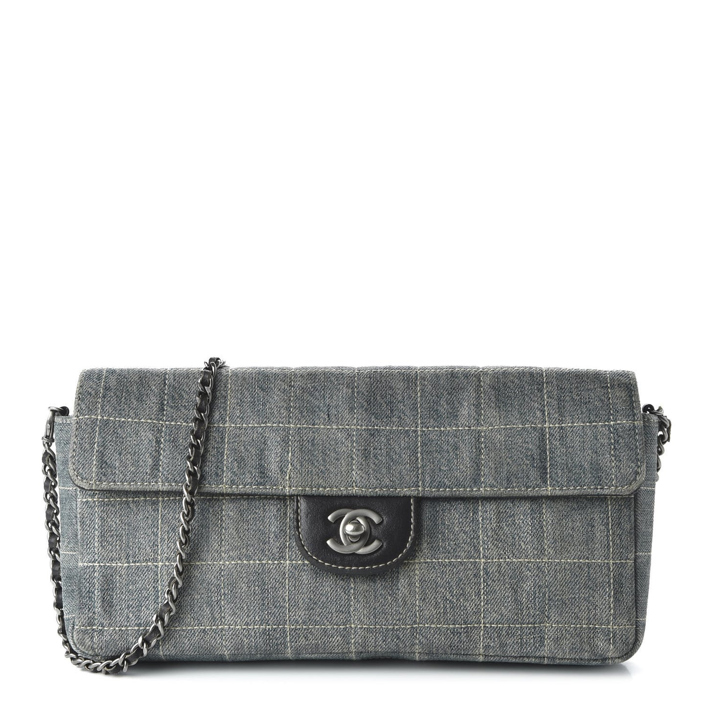 Denim Chocolate Bar Quilted East West Flap