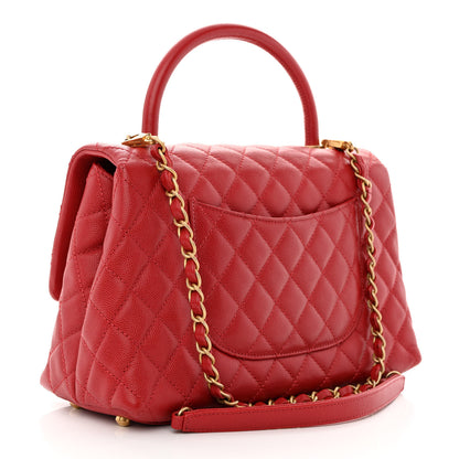 Chanel Caviar Quilted Small Coco Handle Flap Red 3 of 10