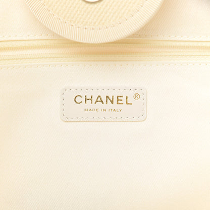 Chanel Canvas Pearl Medium Deauville Tote Ecru Beige 6 of 10