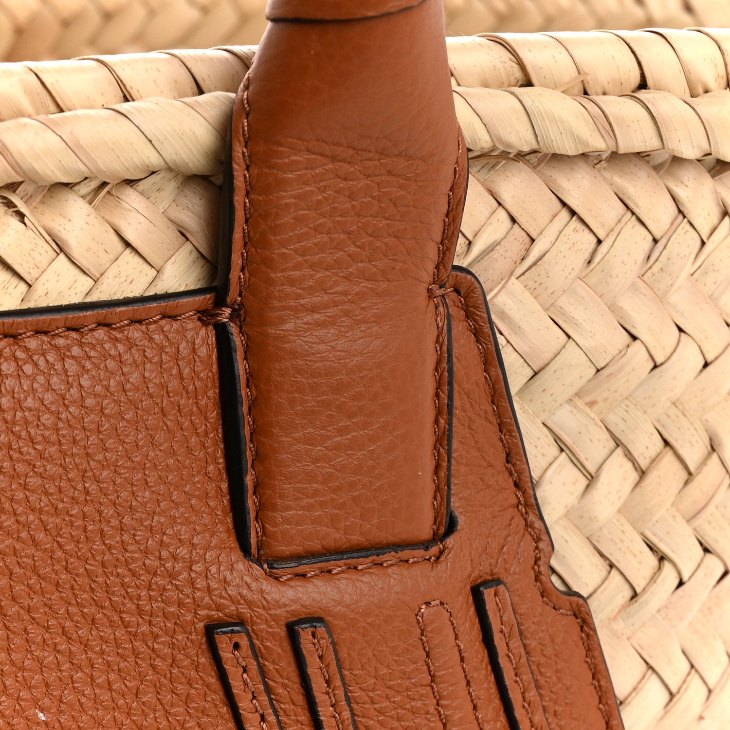 Chloe Raffia Small Grain Calfskin Medium Marcie Basket Tan 12 of 13