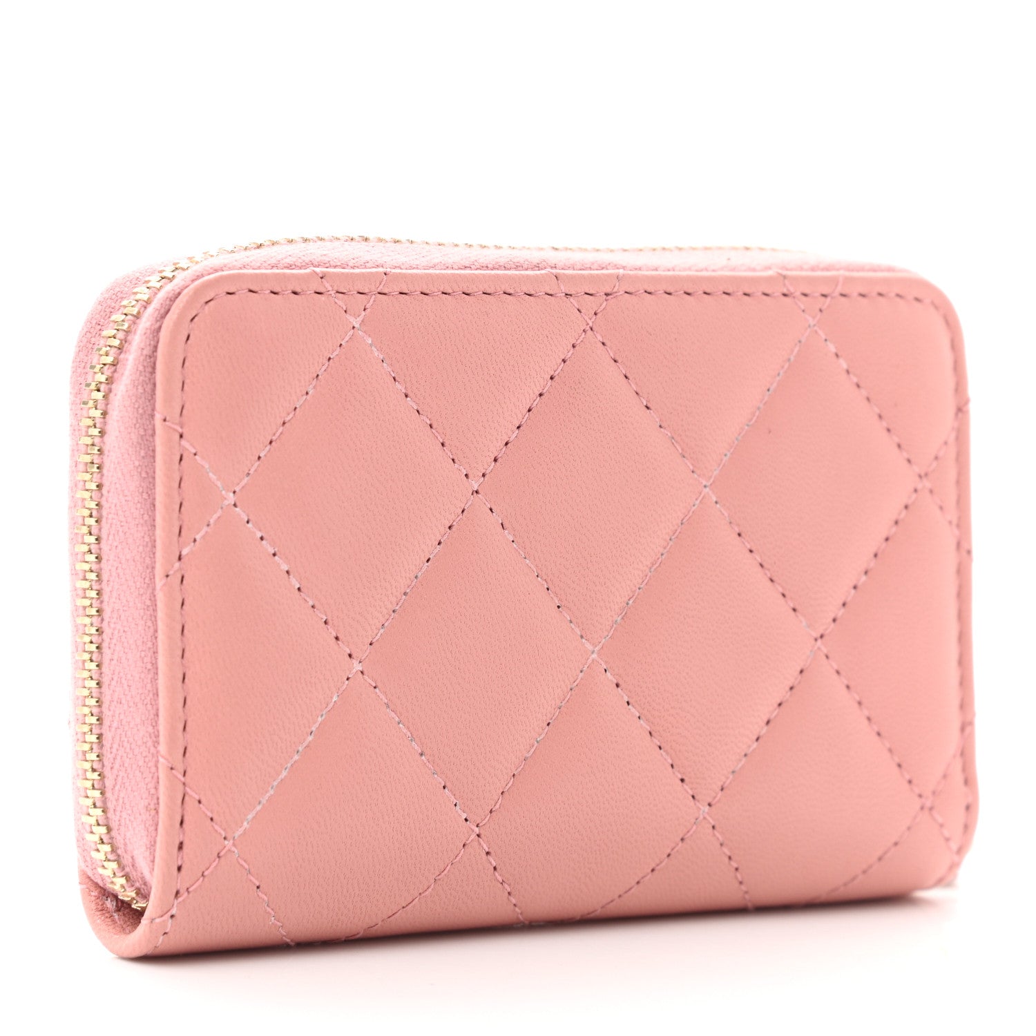 Chanel Lambskin Quilted Zip Around Coin Purse Light Pink 3 of 9