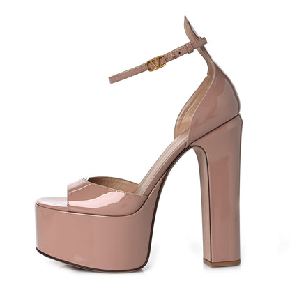 Valentino Garavani Patent Tan-Go 55/155mm Platform Sandals 39.5 Rose Cannelle 1 of 9