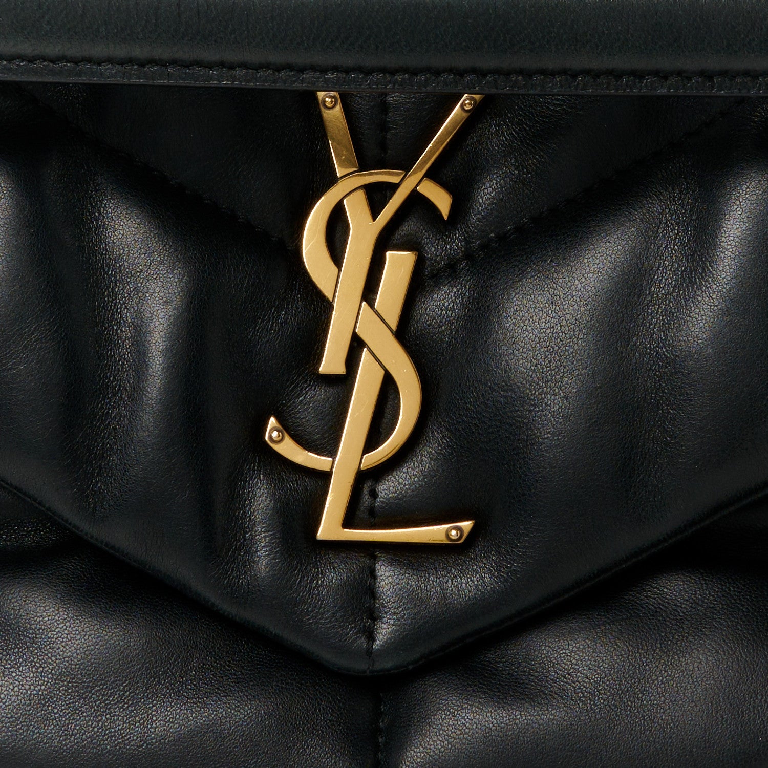 Saint Laurent Lambskin Quilted Small Loulou Puffer Monogram Chain Satchel Black 9 of 11