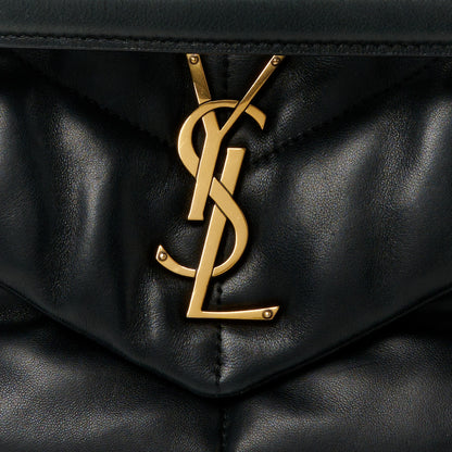 Saint Laurent Lambskin Quilted Small Loulou Puffer Monogram Chain Satchel Black 9 of 11