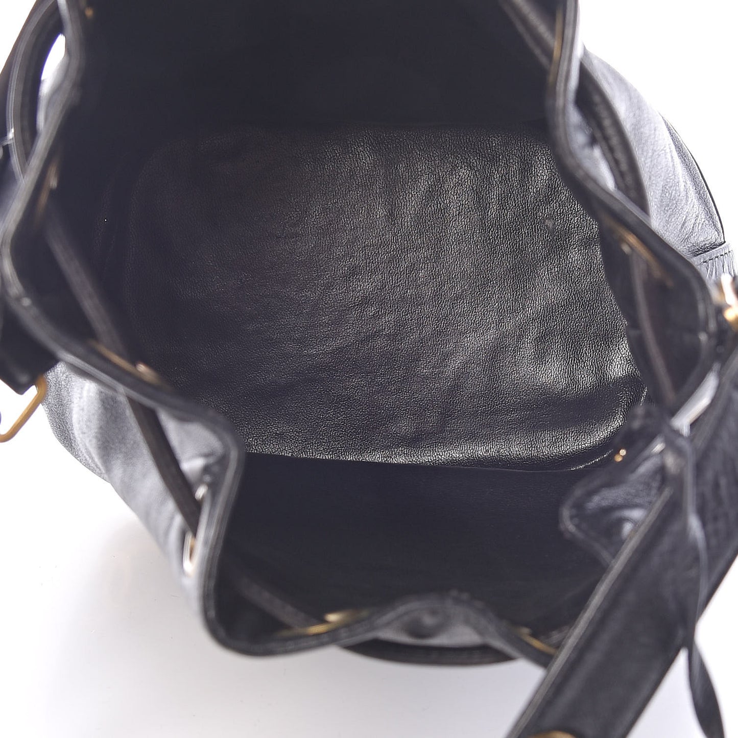 Lambskin CC Drawstring Shoulder Bag Black