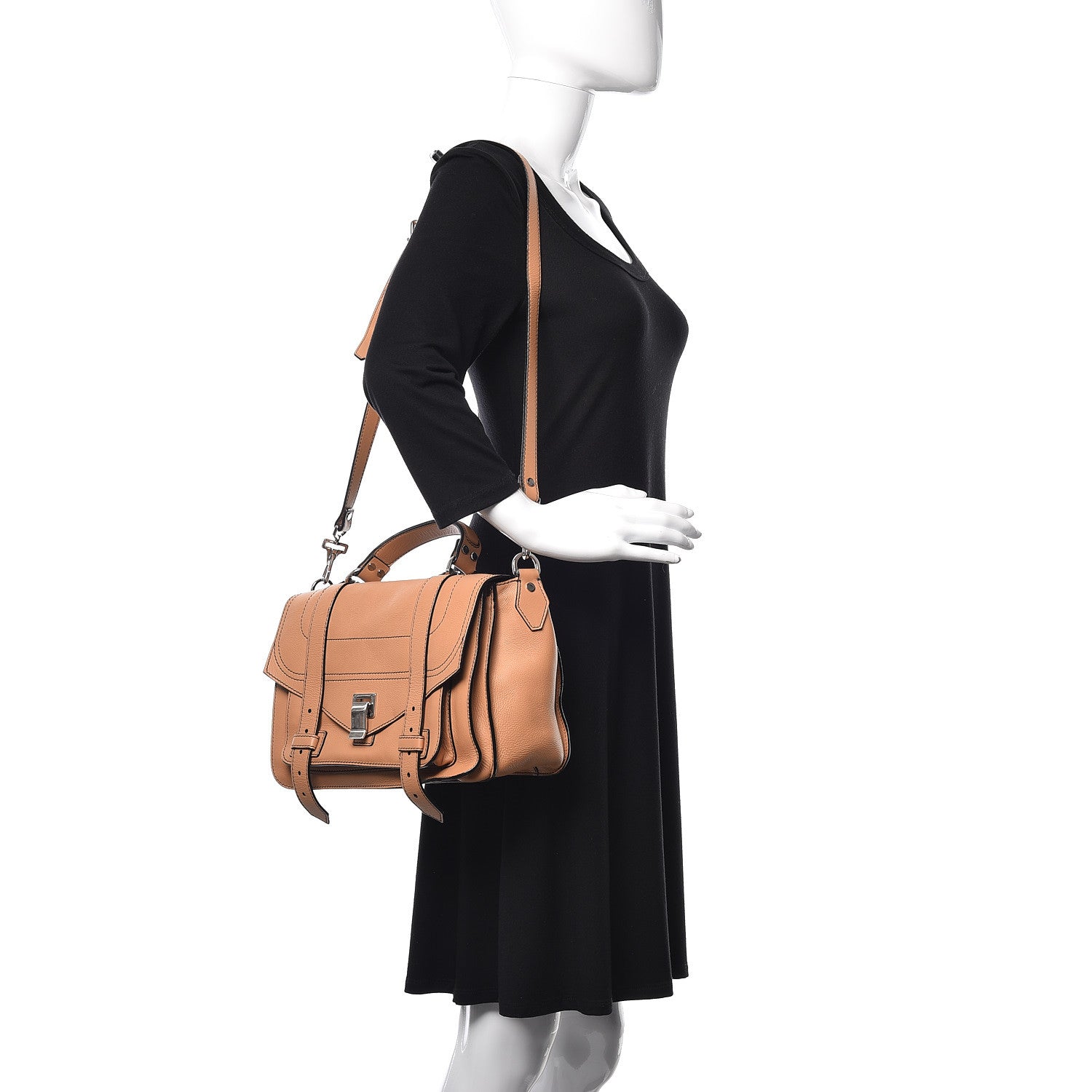 Proenza Schouler Grained Calfskin Medium Contrast Stitch PS1 Satchel Amber Orange 2 of 17