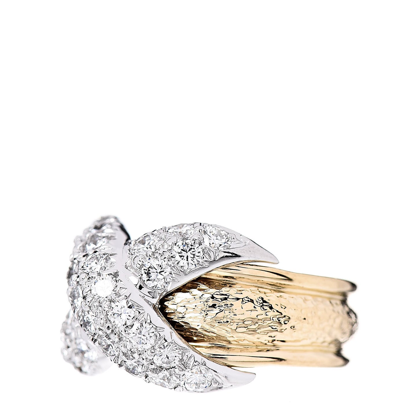 18K Yellow Gold Platinum Diamond Schlumberger X Ring 47 4