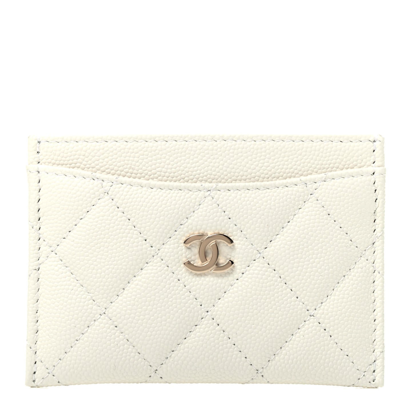 Caviar Quilted Card Holder White