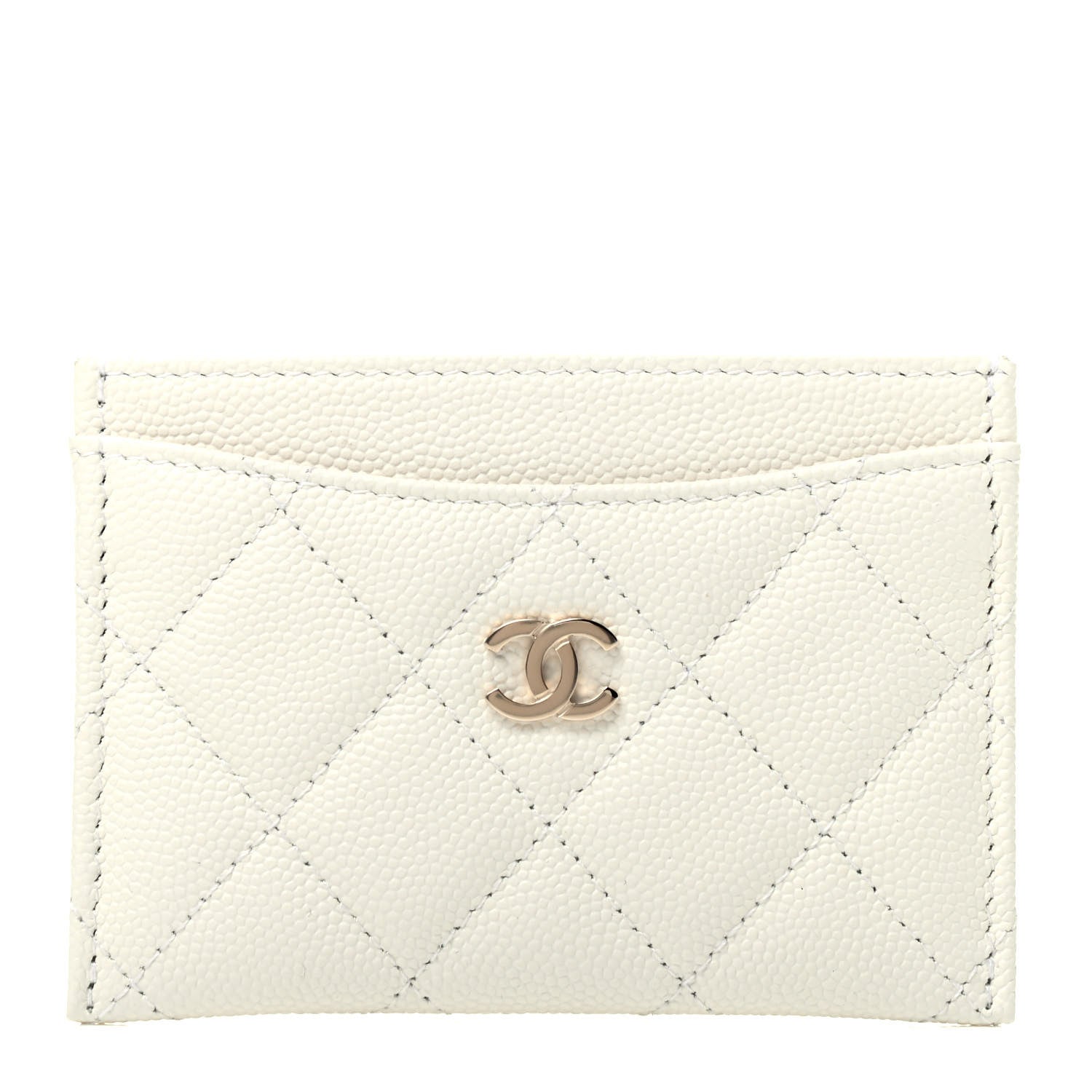 Chanel Caviar Quilted Card Holder White 1 of 9
