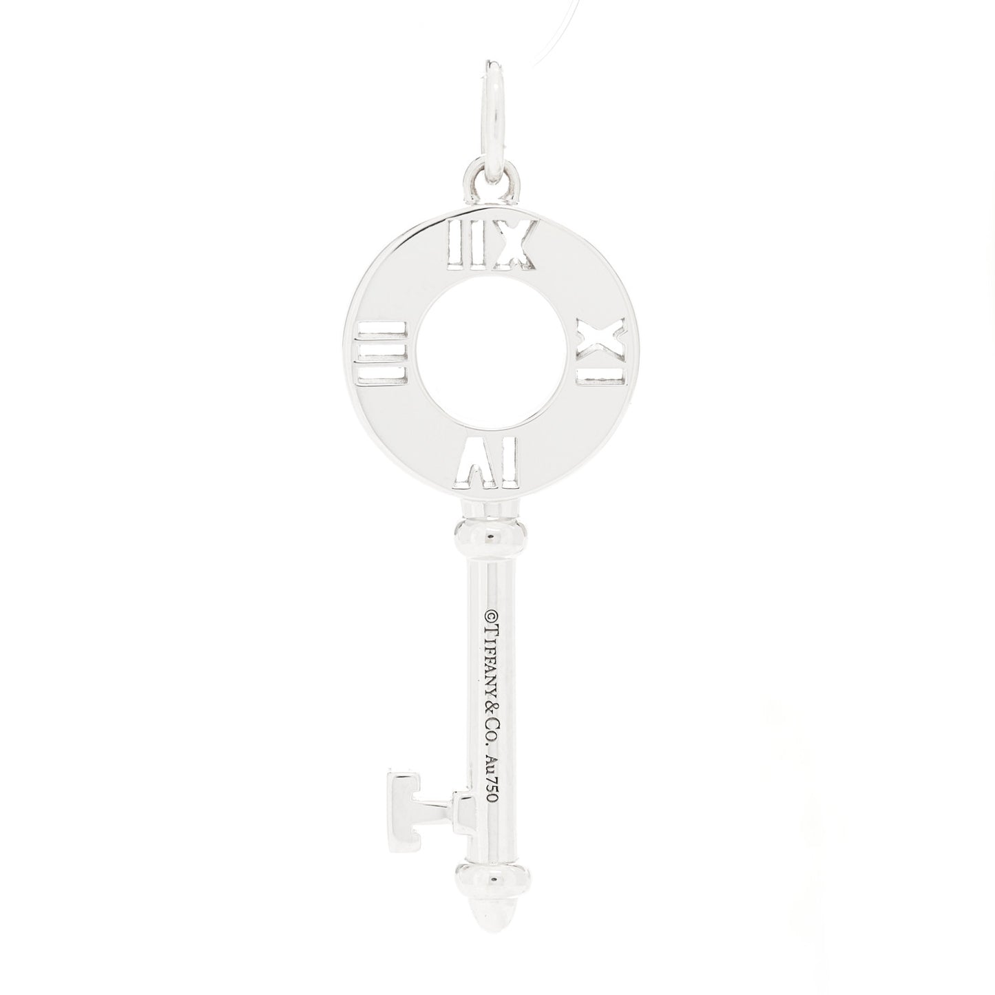 18K White Gold Diamond Atlas Pierced Key Pendant