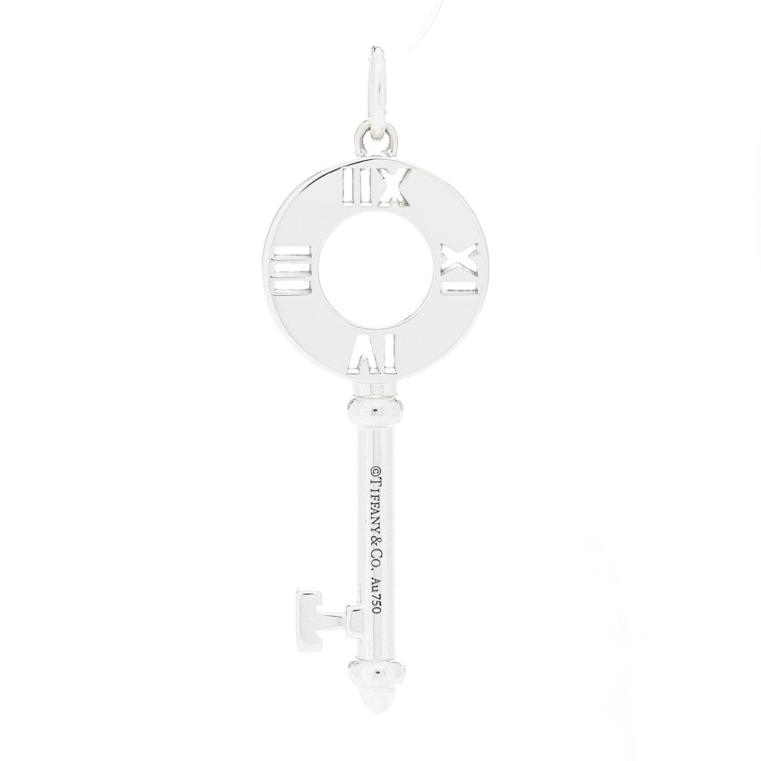 Tiffany 18K White Gold Diamond Atlas Pierced Key Pendant 3 of 4
