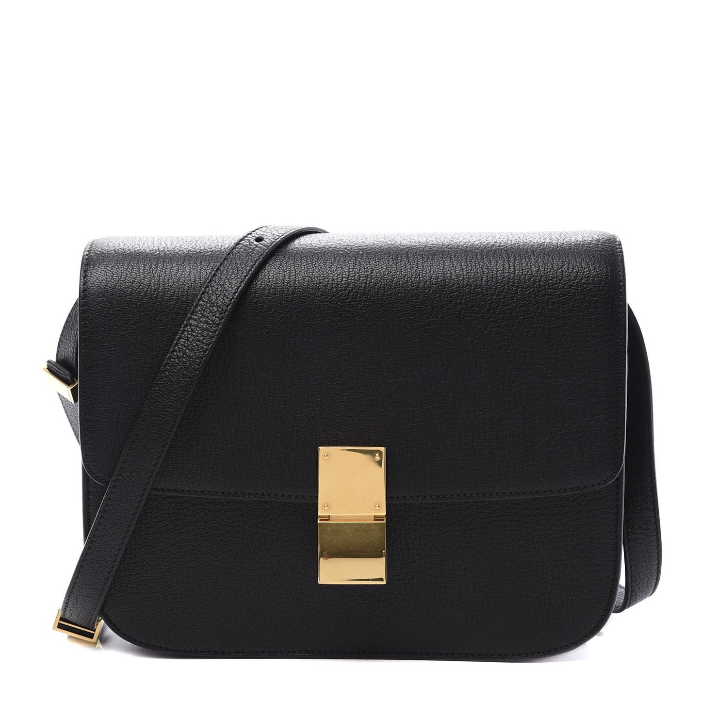 Goatskin Medium Classic Box Flap Bag Black