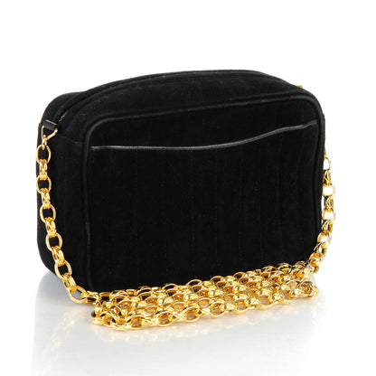 Chanel Suede Vertical Quilted CC Tassel Camera Case Black 3 of 7