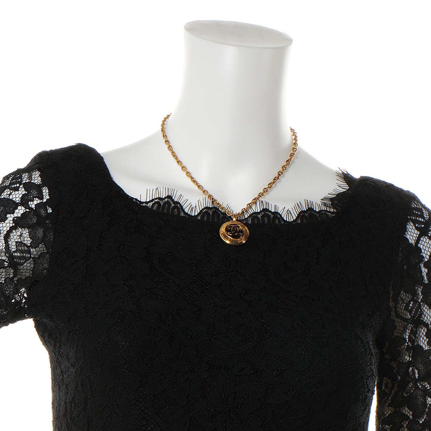 Sunburst Cutout CC Necklace Gold