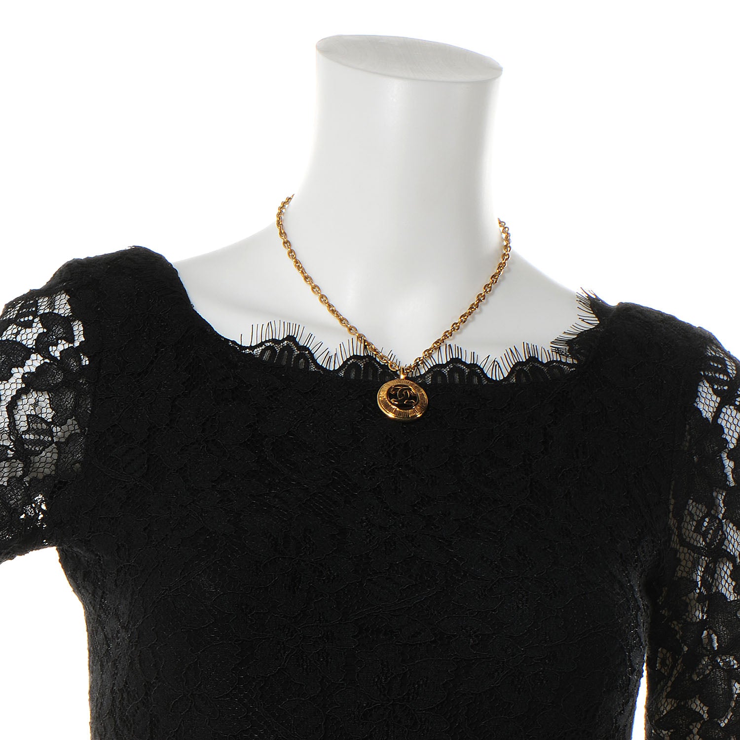 Chanel Sunburst Cutout CC Necklace Gold 2 of 5