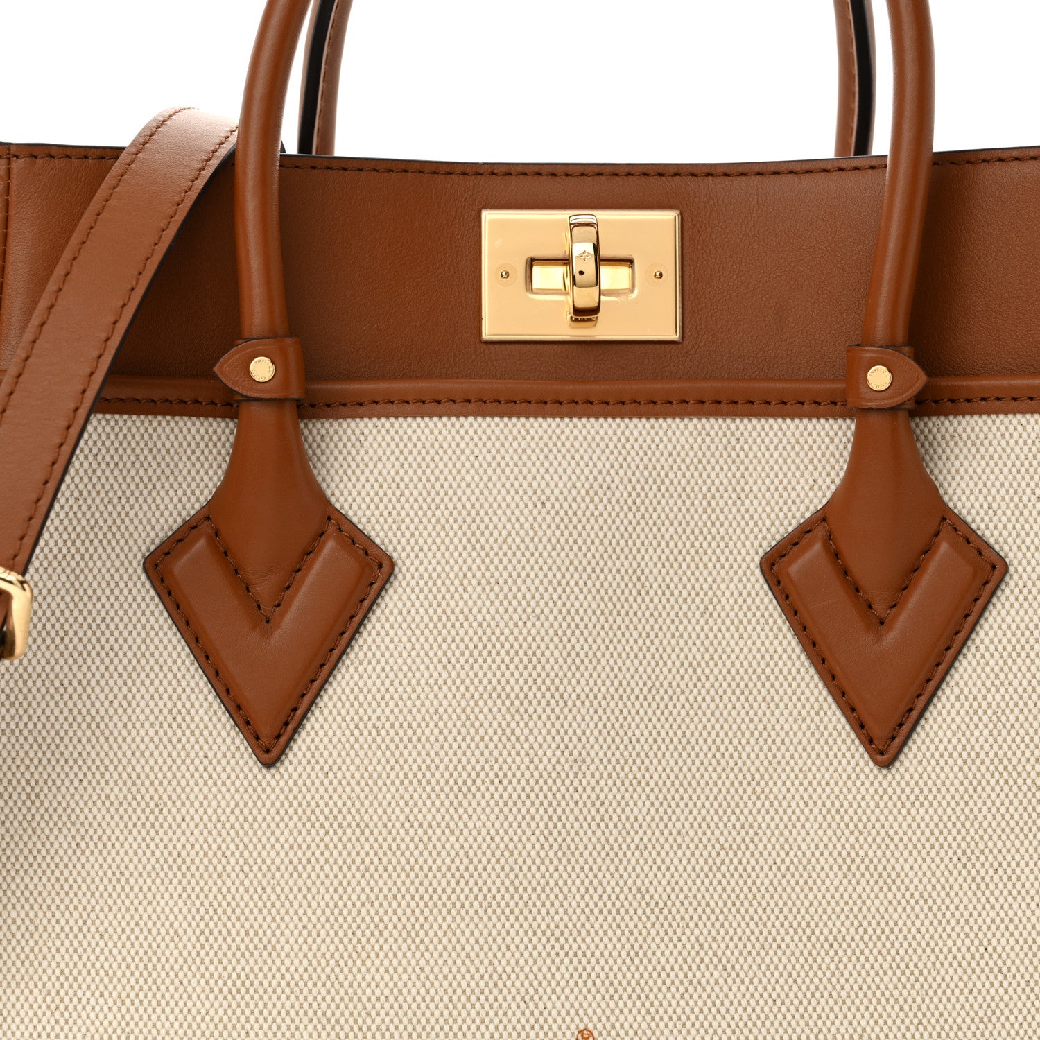 Louis Vuitton Canvas Calfskin Monogram On My Side PM Caramel Tan 7 of 11